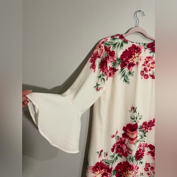 Umgee White Floral Mini Dress with Bell Sleeveses - Picture 5 of 5
